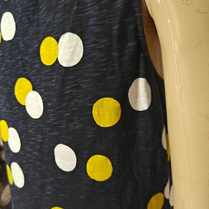 Navy Polka Dot Sleeveless Shift Dress