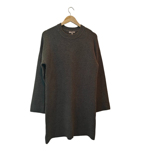Gray Knit Long-Sleeve Sweater Dress