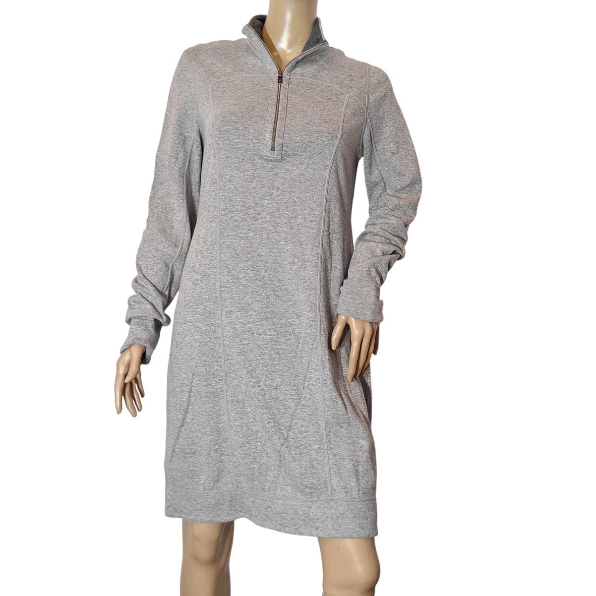 Gray Quarter-Zip Long-Sleeve Sweatshirt Dress