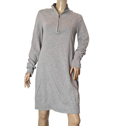 Gray Quarter-Zip Long-Sleeve Sweatshirt Dress