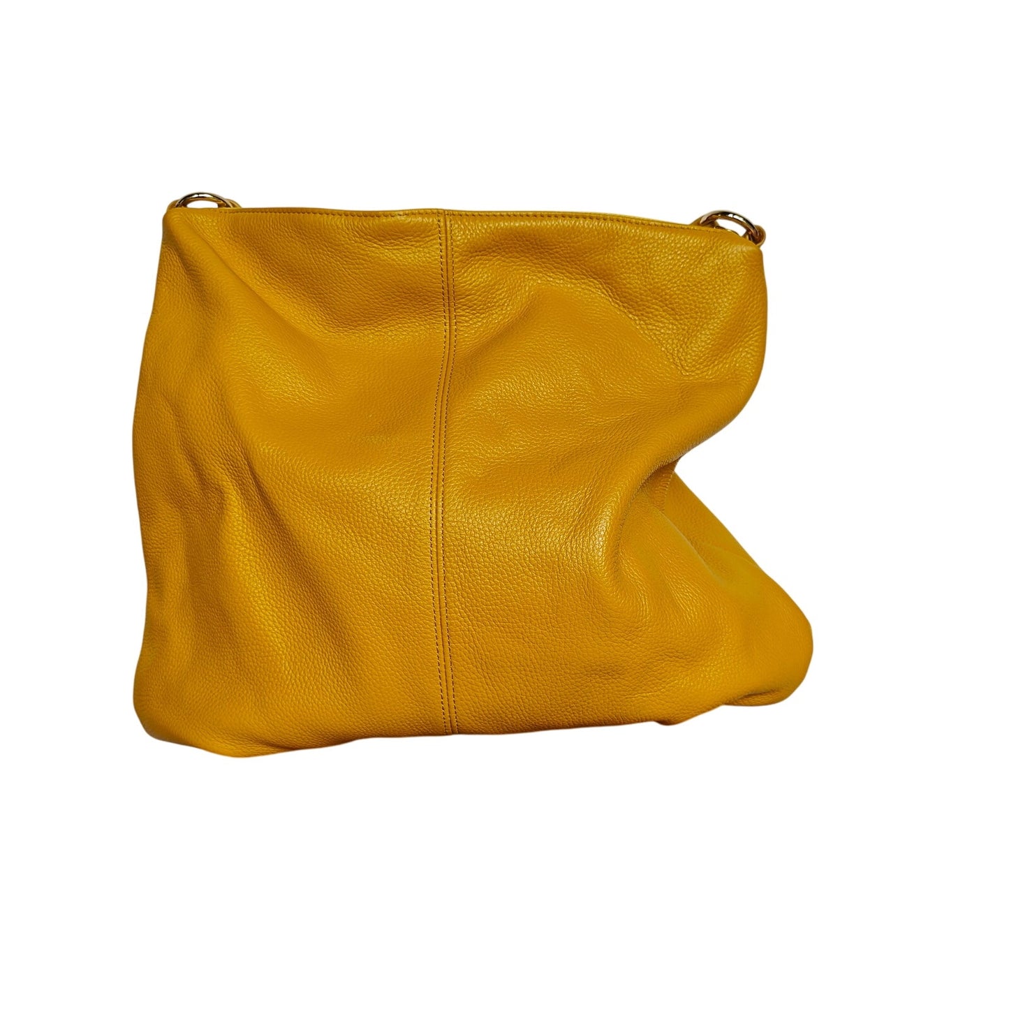 Yellow Pebbled Leather Hobo Shoulder Bag
