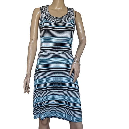 Teal and Black Max Studio Striped Knit Dress