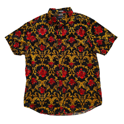 Black Baroque Floral Button Down Shirt