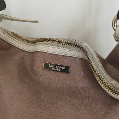 Taupe Leather Hobo Shoulder Bag