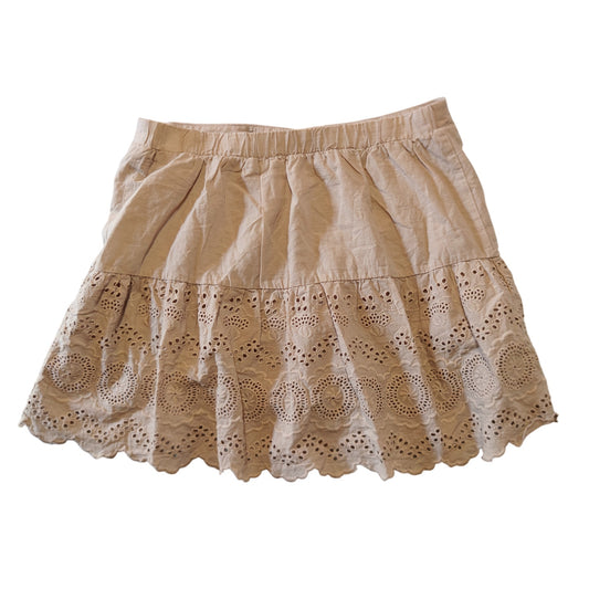 Tan Eyelet Lace Mini Skirt