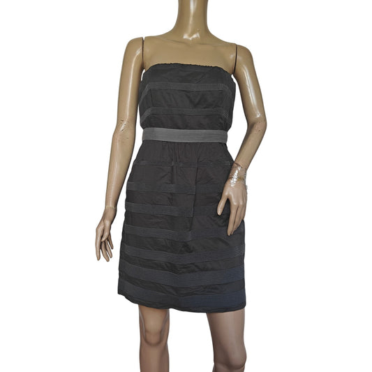 Black Strapless Cotton Ginny Dress w/ Ribbon Waist