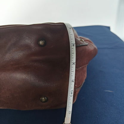 Leather Tote Bag Brown Shoulder Work Laptop Carryall with Front Pocket