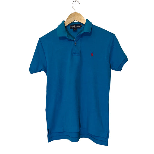 Blue Polo Shirt With Red Pony Logo