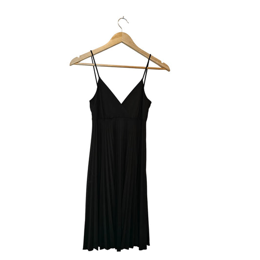 Black Pleated Empire Waist Slip Dress
