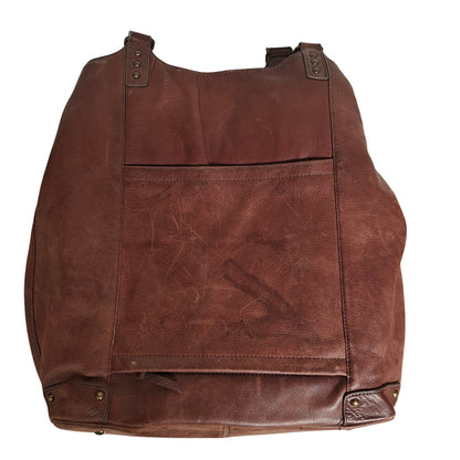 Leather Tote Bag Brown Shoulder Work Laptop Carryall with Front Pocket