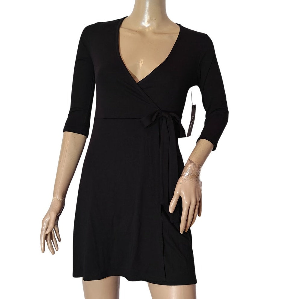 Black Mini Wrap Dress