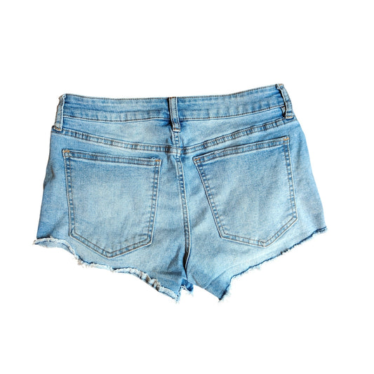 Distressed High Rise Denim Shorts
