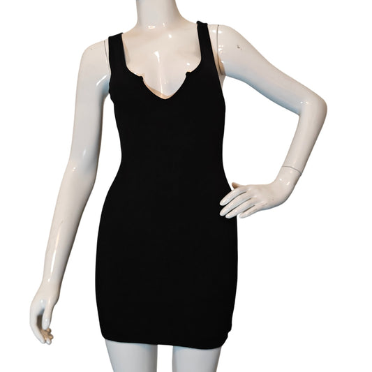 Black Ribbed Bodycon Mini Dress