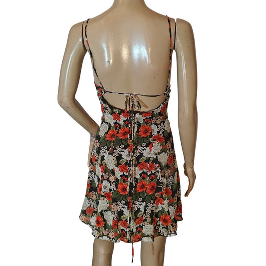 Black Floral Mini Slip Dress