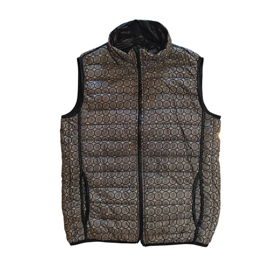 Gray Quilted Geometric Pattern Puffer Vest