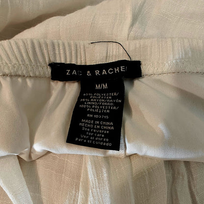 White Flowy Midi Skirt With Elastic Waist