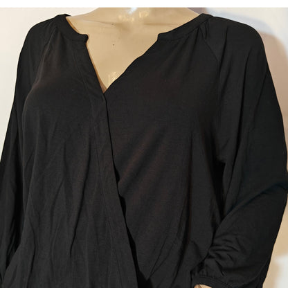 Black Faux Wrap Dolman Sleeve Dress