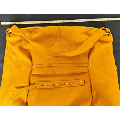 Yellow Pebbled Leather Hobo Shoulder Bag