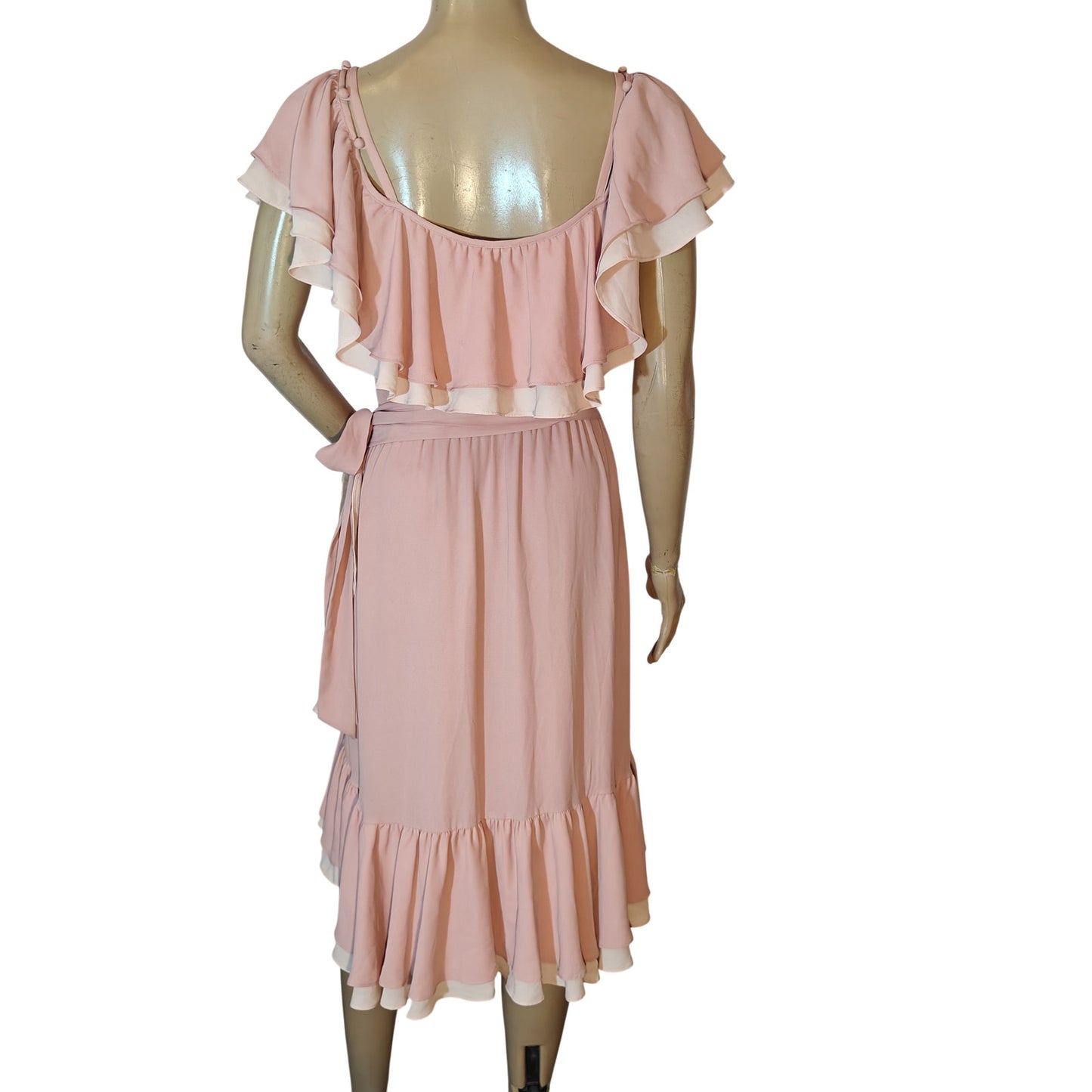 Blush Pink Ruffle Wrap Dress