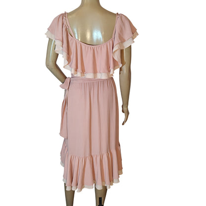 Blush Pink Ruffle Wrap Dress