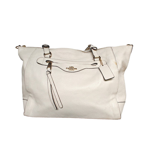 Chalk Pebbled Leather Zip-Top Tote Bag