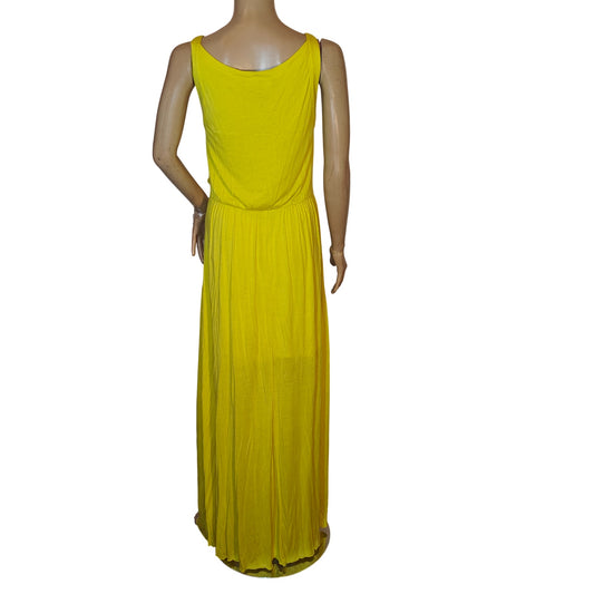 Yellow Sleeveless V-Neck Maxi Dress