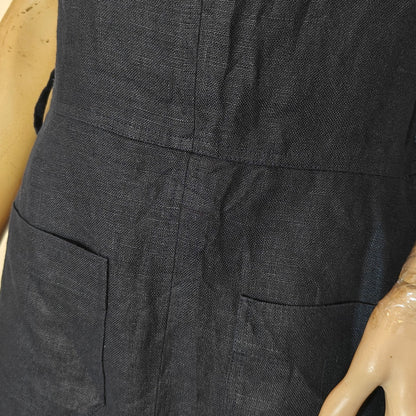 Navy Linen Sleeveless Shift Dress