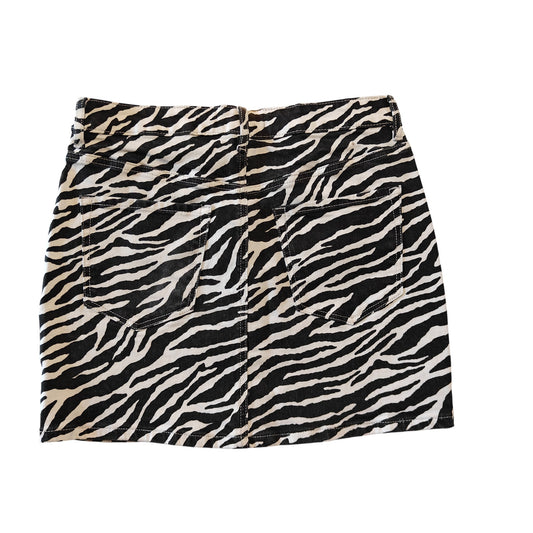 Zebra Print Denim Mini Skirt