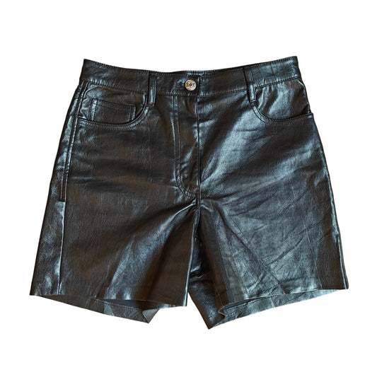 Black Vegan Leather High Rise Shorts
