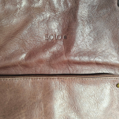 Leather Tote Bag Brown Shoulder Work Laptop Carryall with Front Pocket