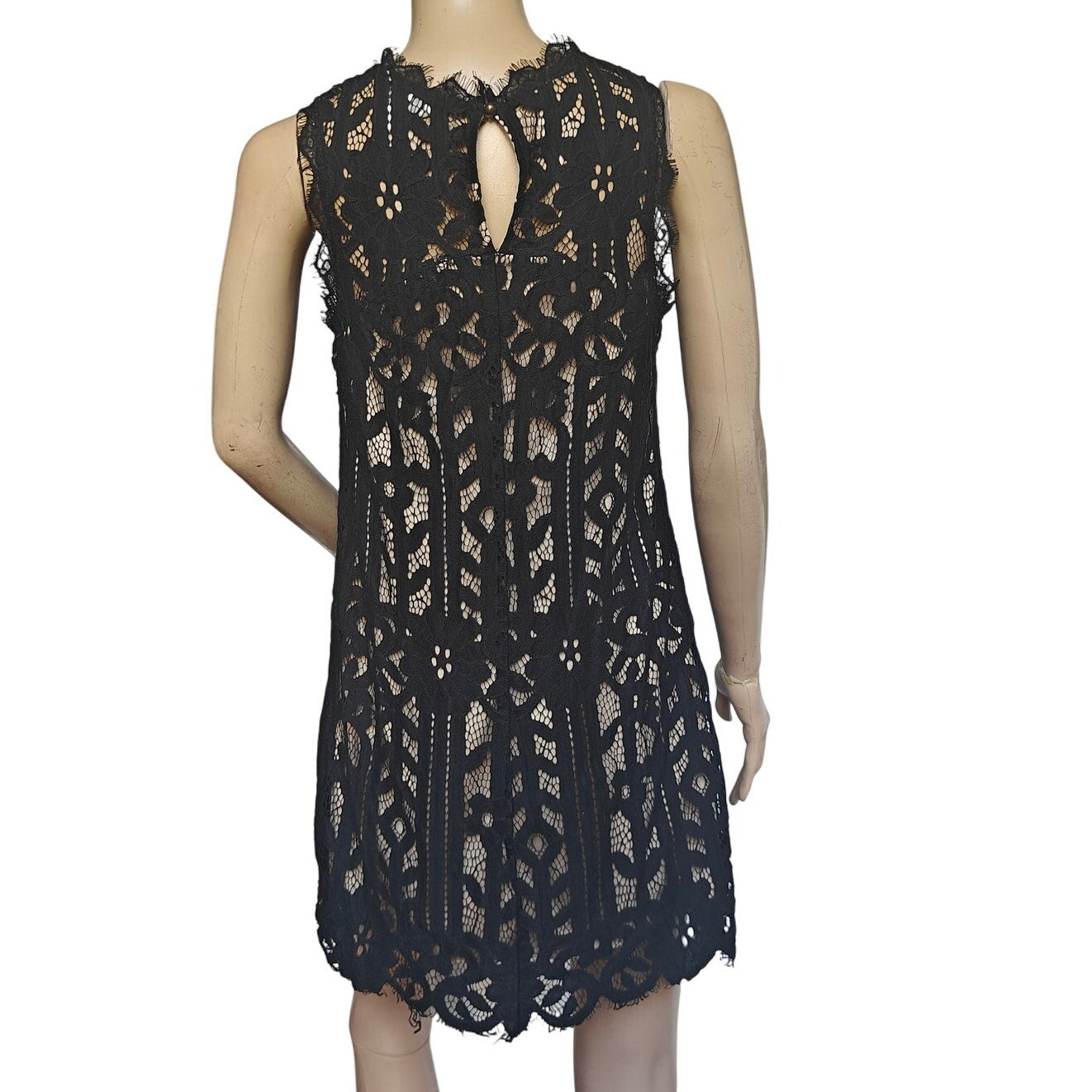 Black Lace Sleeveless Shift Dress