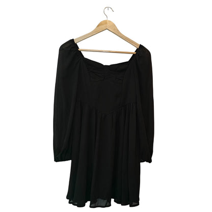 Black Sheer Sleeve Sweetheart Neck Mini Dress