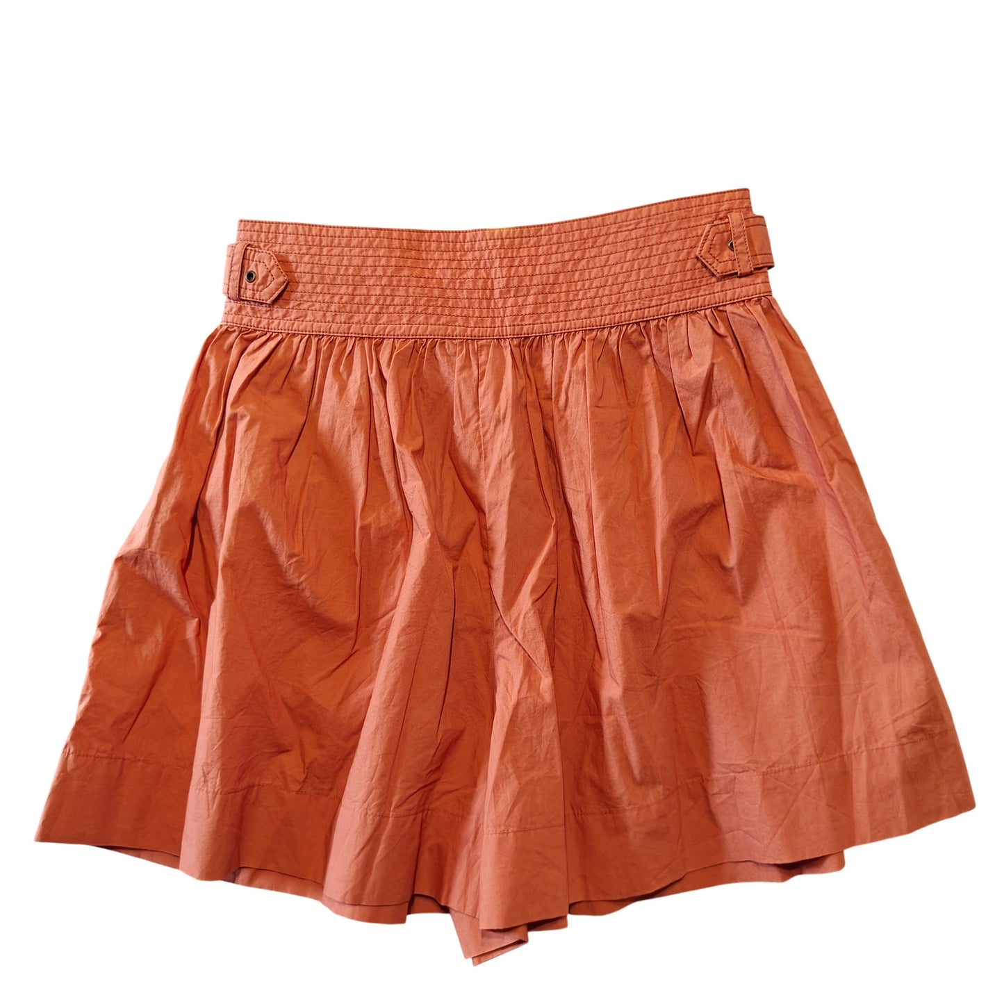 Coral Cotton Poplin Belted Shorts