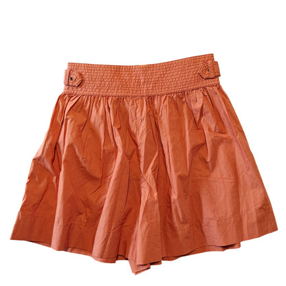 Coral Cotton Poplin Belted Shorts