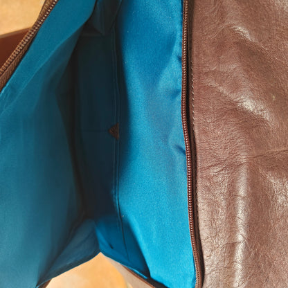 Leather Tote Bag Brown Shoulder Work Laptop Carryall with Front Pocket