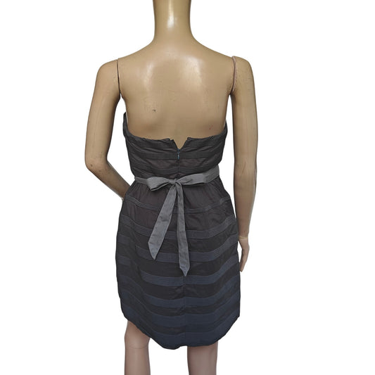 Black Strapless Cotton Ginny Dress w/ Ribbon Waist