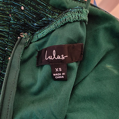 Green Glitter Ruched Bodycon Mini Dress