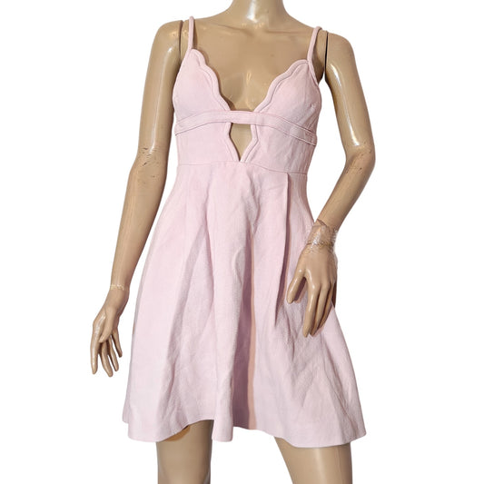 Pink Scalloped Fit & Flare Dress