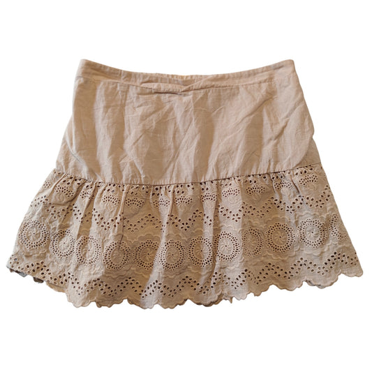 Tan Eyelet Lace Mini Skirt