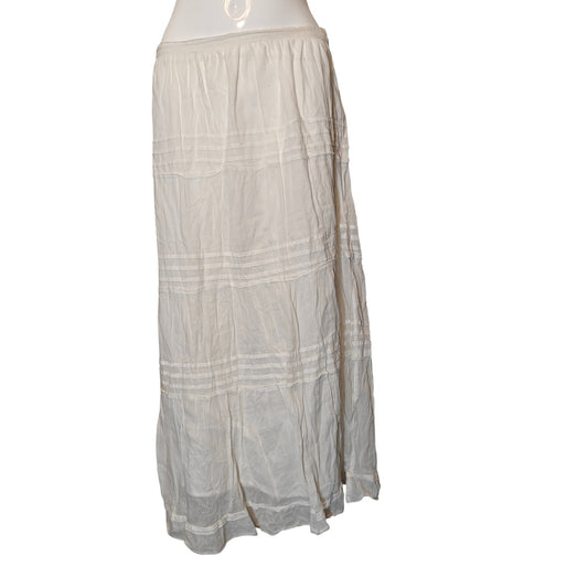 White Tiered Cotton Maxi Skirt