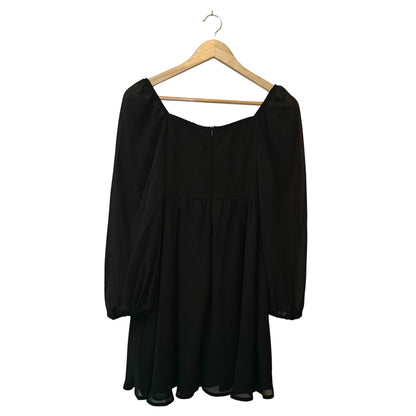 Black Sheer Sleeve Sweetheart Neck Mini Dress