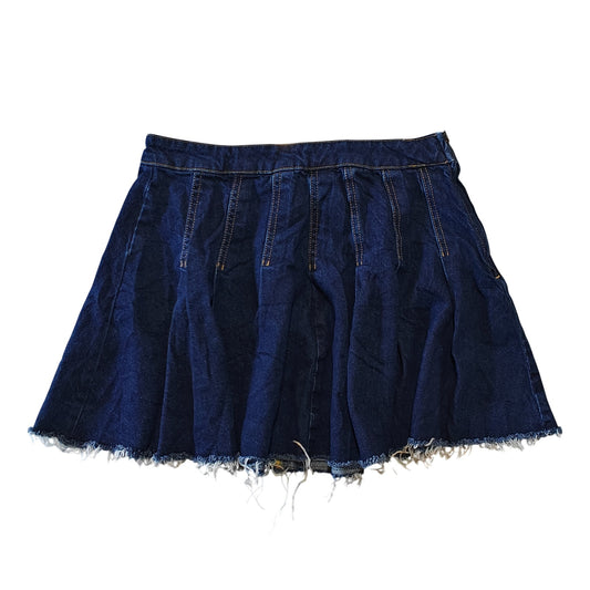 Denim Pleated Skater Skirt