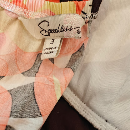 Orange and Brown Floral Empire Waist Midi Dress