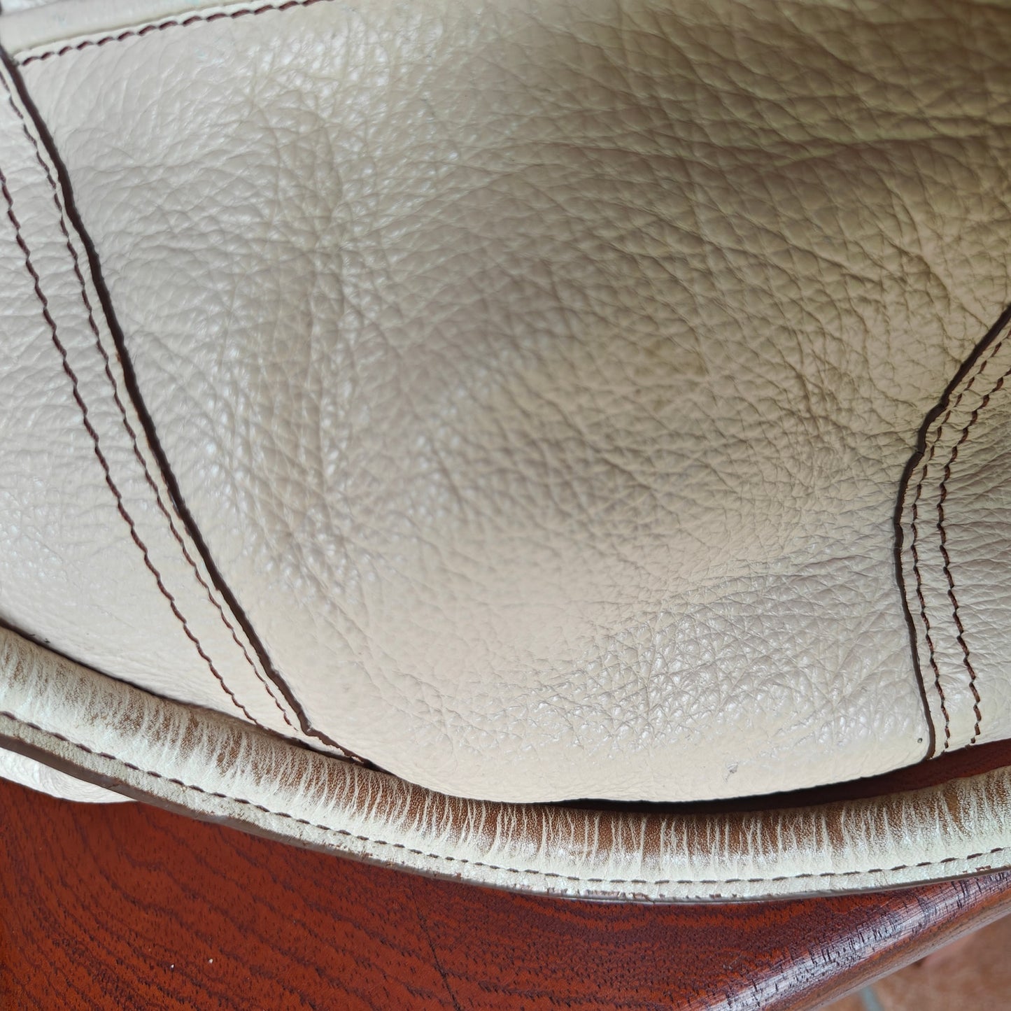 White Pebbled Leather Tote Bag