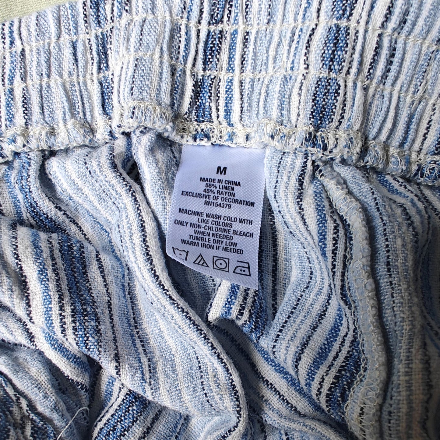 Blue and White Striped Tassel Drawstring Shorts