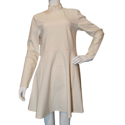 Cream Freedance Mock Neck Mini Dress