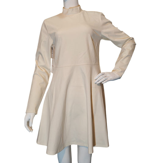 Cream Freedance Mock Neck Mini Dress