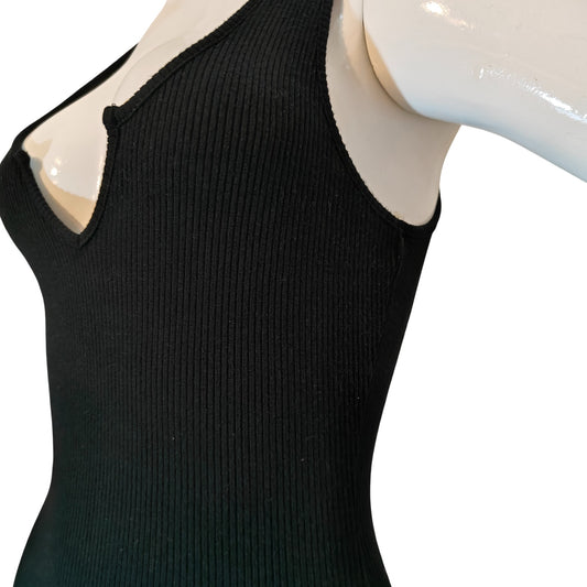 Black Ribbed Bodycon Mini Dress