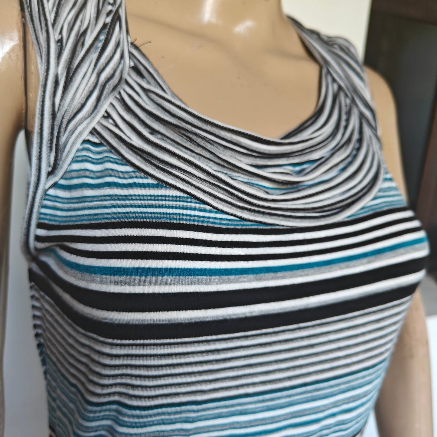 Teal and Black Max Studio Striped Knit Dress