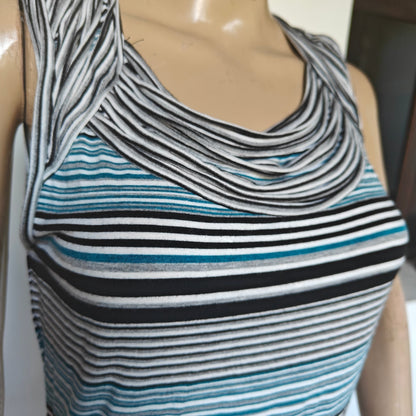 Teal and Black Max Studio Striped Knit Dress